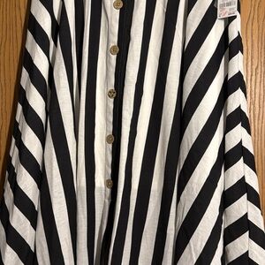 Cato Black and White Striped Skater Skirt